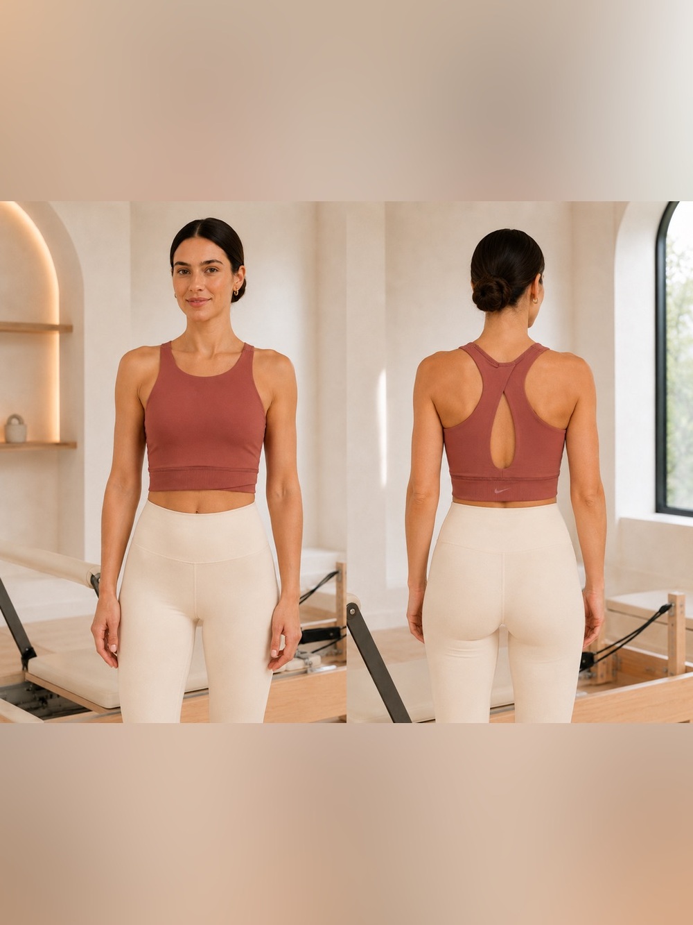 Nike | Dri-FIT High-Neck Layered Racerback Workout Crop Top - Size Small